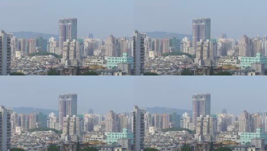 中国阳光日澳门市景公寓大楼屋顶全景4k高清在线视频素材下载