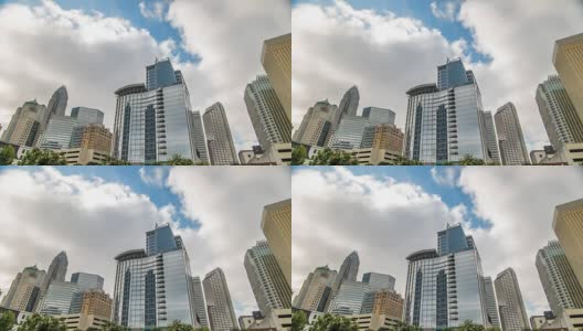 夏洛特市中心的天际线，云朵的时间流逝4k 1080p高清在线视频素材下载