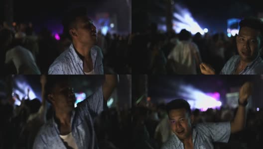 一个男人在室外的音乐会上唱歌跳舞高清在线视频素材下载