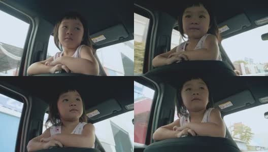 儿童在汽车里旅行高清在线视频素材下载