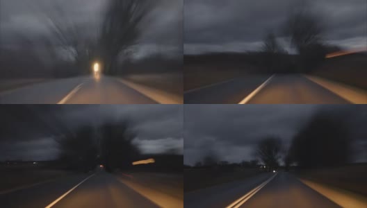 4K Driving POV Hyperlapse at sunset。在黑森林的乡村道路上开车的视频片段时光流逝。UHD间隔拍摄。高清在线视频素材下载