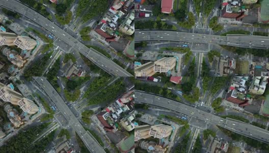 台湾傍晚台北市交通街道路口十字路口鸟瞰4k全景图高清在线视频素材下载