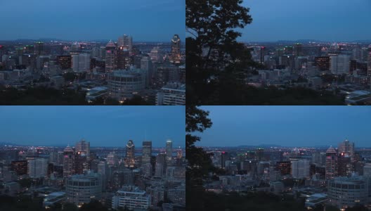 照亮蒙特利尔的城市景观，魁北克的黄昏高清在线视频素材下载