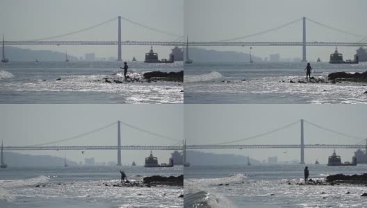 葡萄牙里斯本塔古斯河上的阿伯里尔25号桥高清在线视频素材下载
