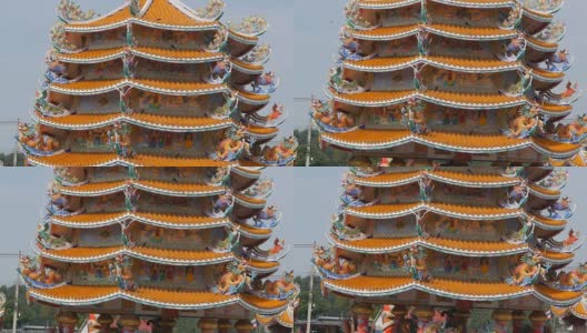 2018年1月17日，泰国芭堤雅:中国寺庙昂力在芭堤雅。中国风格的美丽原始寺庙。东方的龙装饰和各种古代生活的绘画高清在线视频素材下载