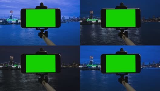 Timelapse纽约市智能手机绿屏色度键高清在线视频素材下载