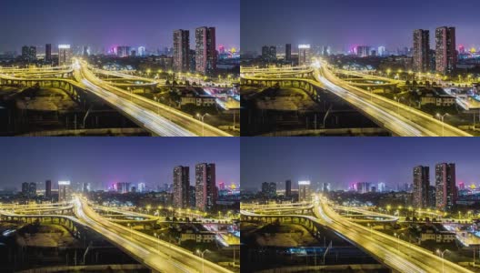 武汉立交桥夜间的时间流逝高清在线视频素材下载