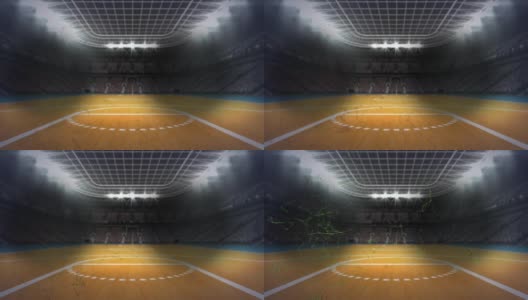 空篮球场上的网络连接动画高清在线视频素材下载