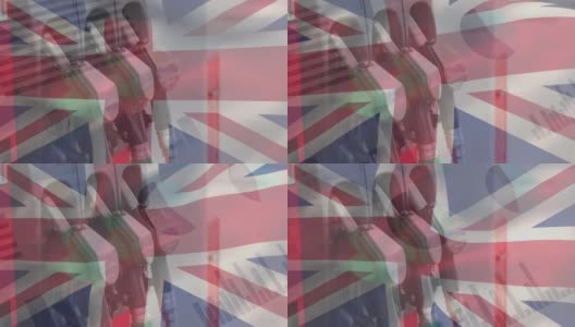 英国国旗在加油站飘扬高清在线视频素材下载
