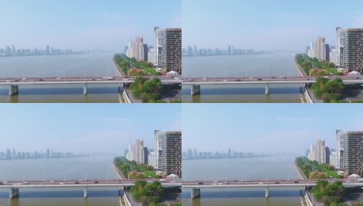 杭州西兴大桥鸟瞰图高清在线视频素材下载