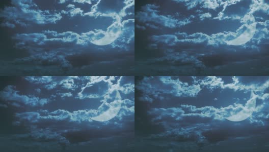 云后的月亮幻想视频。高清在线视频素材下载