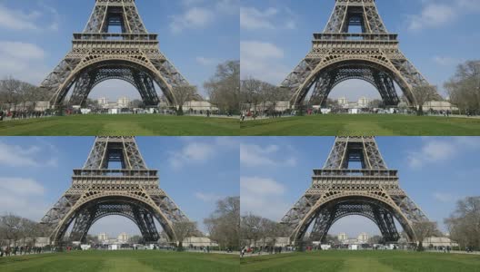 巴黎埃菲尔铁塔前的人群高清在线视频素材下载