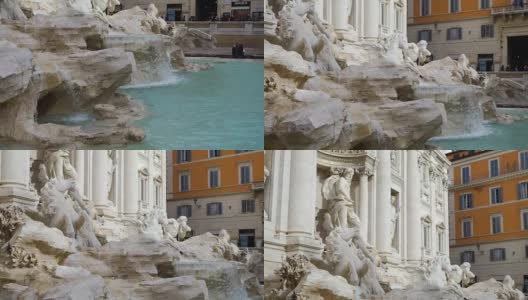 特莱维喷泉是意大利罗马的一座喷泉。股票。这是城里最大的巴洛克式喷泉。它位于特莱维的里奥内高清在线视频素材下载