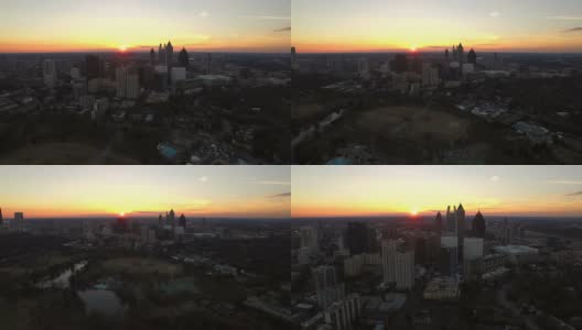 亚特兰大空中城市风景日落公园高清在线视频素材下载