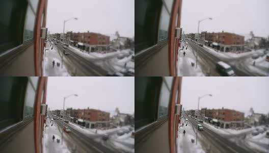 建立一个城市街道在冬天的拍摄高清在线视频素材下载