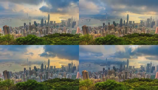 香港城市景观高视点香港太平山顶，中国4K时间流逝高清在线视频素材下载