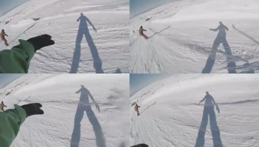 山上的自由滑雪者高清在线视频素材下载