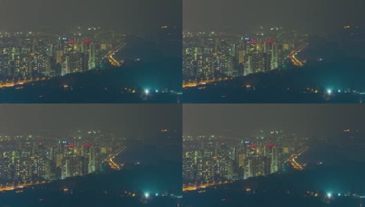 新加坡夜光城市景观空中全景，4k时间推移高清在线视频素材下载