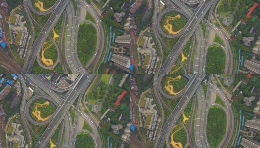 中国白天武汉市市景交通路口俯视图4k高清在线视频素材下载