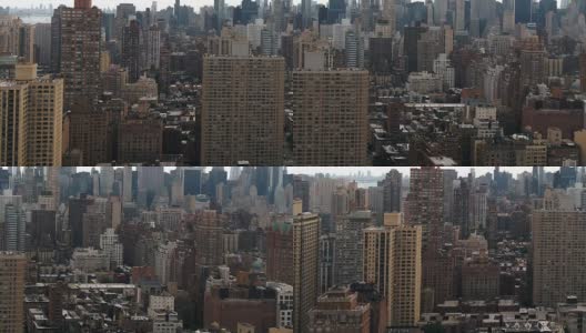 横跨建筑物，空中移动曼哈顿纽约市高清在线视频素材下载