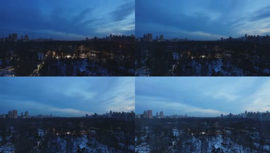 从一个Arial视角看冬季中央公园的时间流逝日出高清在线视频素材下载