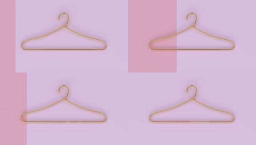 金属金衣架衣服平铺粉色蜡笔场景3d渲染高清在线视频素材下载