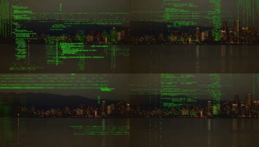 城市景观和数字代码高清在线视频素材下载