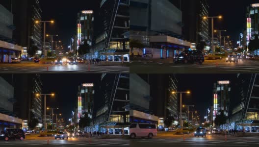 黑色出租车在日本名古屋的街道上行驶高清在线视频素材下载