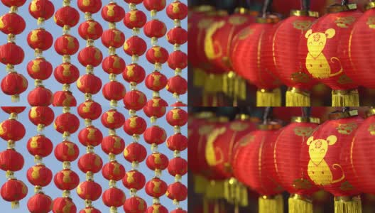 中国新年期间挂的灯笼高清在线视频素材下载