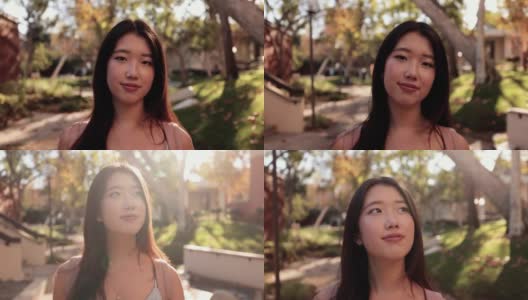 亚洲女大学生走向镜头高清在线视频素材下载