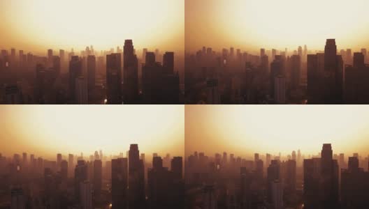摩天大楼剪影的雅加达城市景观高清在线视频素材下载