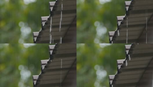 雨水落在铝屋顶上高清在线视频素材下载