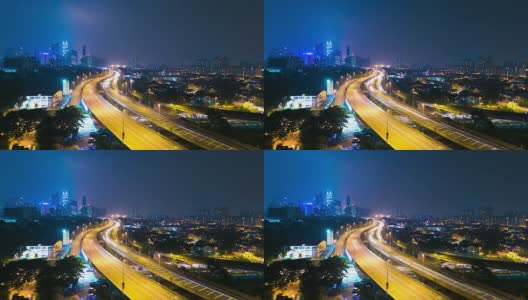 城市高速公路上的交通灯轨迹高清在线视频素材下载