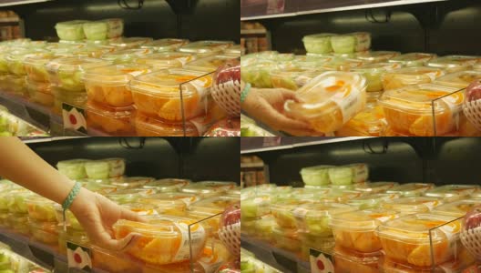零售商店里摆放着新鲜食品的货架高清在线视频素材下载