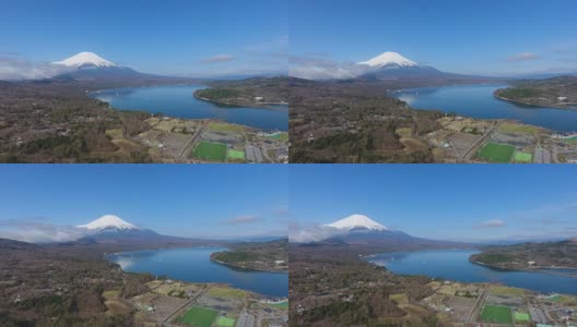 山中湖和富士山鸟瞰图，富士山，日本高清在线视频素材下载