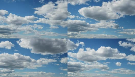蓝天上有白云。Cloudscape自由运动。能量云间隔拍摄高清在线视频素材下载