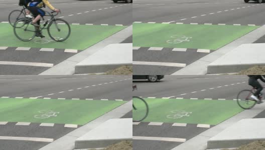市中心自行车十字慢镜头4K。UHD高清在线视频素材下载