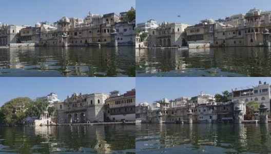 印度拉贾斯坦邦乌代普尔皮霍拉湖上的泰姬湖宫殿高清在线视频素材下载