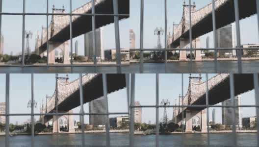 建立拍摄的纽约市的皇后大桥横跨东河。高清在线视频素材下载