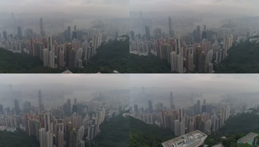 香港著名的山顶观察点上午空中全景4k中国高清在线视频素材下载