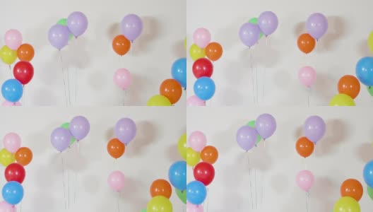 真正的氦气球漂浮白色孤立的背景高清在线视频素材下载