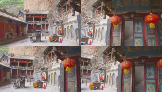 中国古代传统寺庙天水巫山水幕洞窟，中国甘肃高清在线视频素材下载