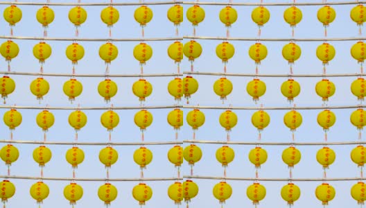 中国灯笼，庆祝农历新年，中文文字:安全升降机好运高清在线视频素材下载