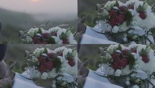 一束白玫瑰和草莓高清在线视频素材下载