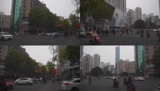阴天南京市交通十字路口慢镜头全景4k中国高清在线视频素材下载