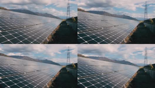 4K延时大型工业太阳能农场生产集中太阳能。概念生态高清在线视频素材下载