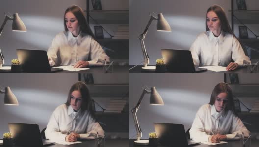 夜校在线学习女子写作高清在线视频素材下载