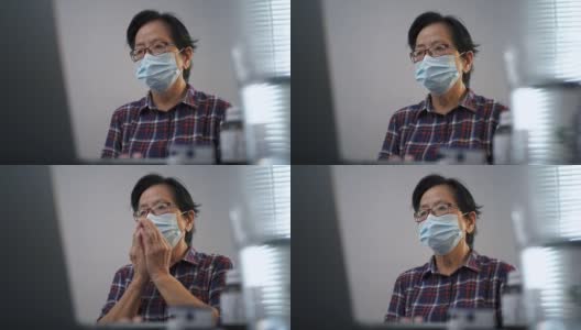 资深亚洲妇女在视频远程医疗电话与医生在家里高清在线视频素材下载