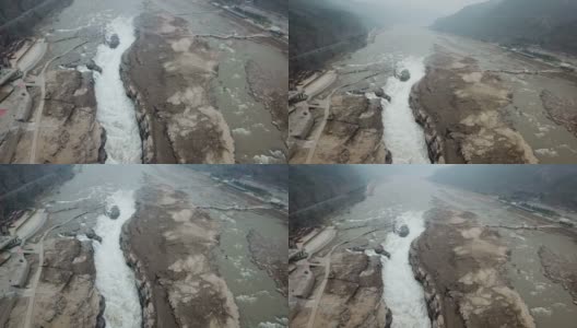 中国陕西，无人机俯瞰壶口瀑布高清在线视频素材下载