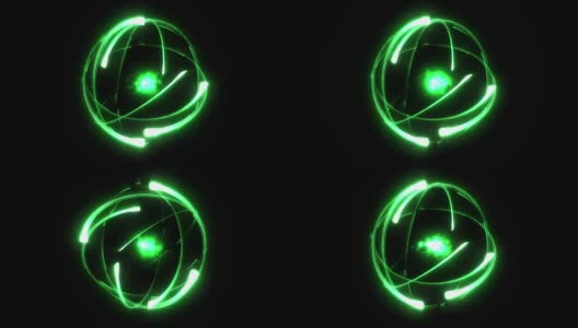 明亮风格的科学原子动画循环绿色高清在线视频素材下载